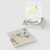 Waterverf Trots Golden Retriever Dog Monogram Stenen Onderzetter (Zijkant)