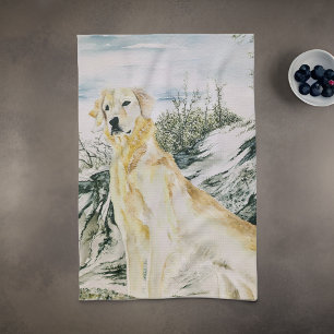 Waterverf Trotse Golden Retriever Dog Theedoek