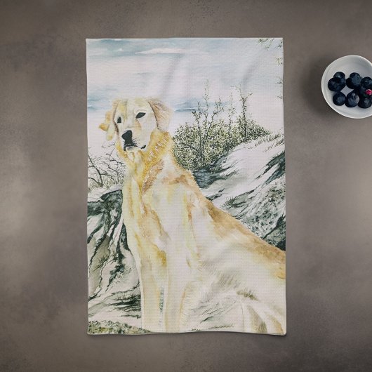 Waterverf Trotse Golden Retriever Dog Theedoek
