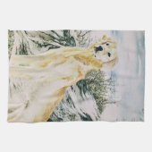 Waterverf Trotse Golden Retriever Dog Theedoek (Horizontaal)