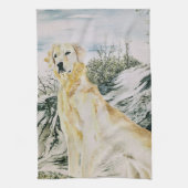 Waterverf Trotse Golden Retriever Dog Theedoek (Verticaal)
