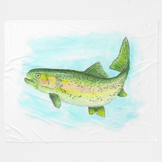 Waterverf Trout Fleece Blanket Deken (Voorkant (Horizontaal))
