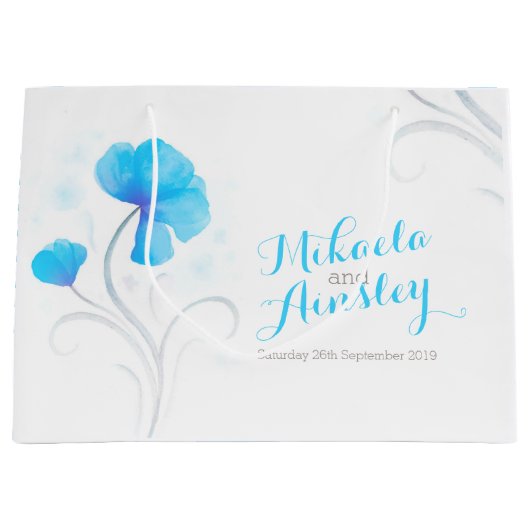 Waterverf trouwbruid werpt blauwe naam cadeautas o (Voorkant)