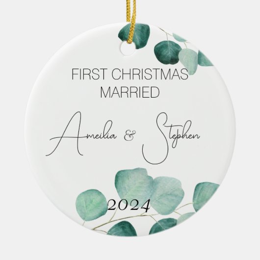 Waterverf trouwde voor het eerst met Eucalyptus Keramisch Ornament (Voorkant)