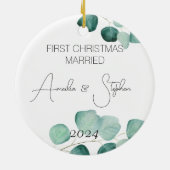 Waterverf trouwde voor het eerst met Eucalyptus Keramisch Ornament (Achterkant)