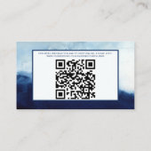 Waterverf Trouwdetails Kaart Navy Blue QR Code (Achterkant)