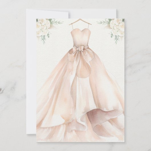 Waterverf Trouwjurk Bruidsdouche Uitnodiging (Achterkant)