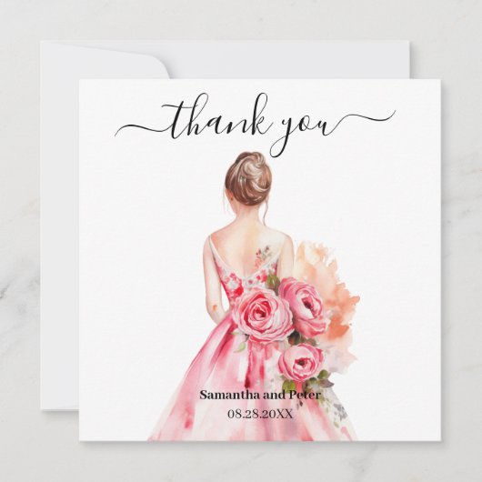 Waterverf trouwjurk dank u (Voorkant)