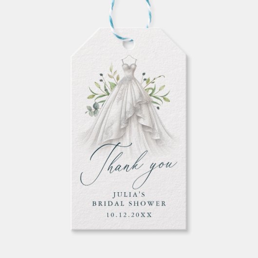 Waterverf trouwjurk dank u Vrijgezellenfeest Cadeaulabel (Voorkant)