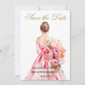 Waterverf Trouwjurk Goud Save the Date (Voorkant)