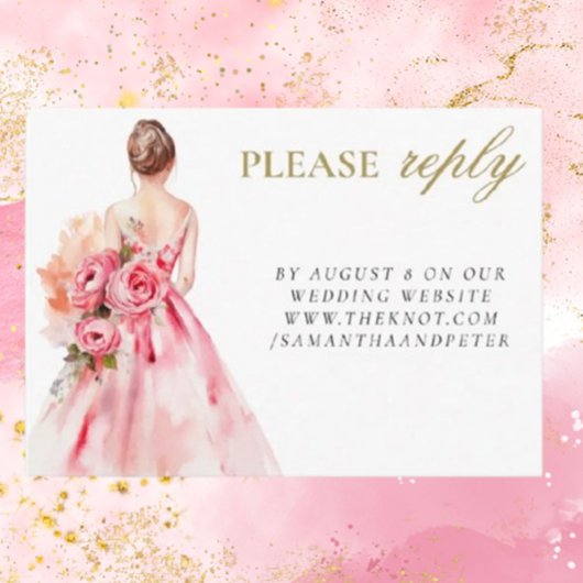 Waterverf Trouwjurk Vrijgezellenfeest antwoord Informatiekaartje