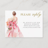 Waterverf Trouwjurk Vrijgezellenfeest antwoord Informatiekaartje (Voorkant)