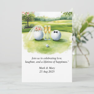 Waterverf trouwkaart met golf-thema kaart