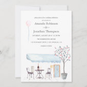 Waterverf trouwkaart met Parijs-thema Kaart (Voorkant)