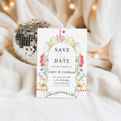 Waterverf Trouwkaart 'Wilde Bloemen Boog' Save the Kaart