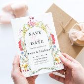 Waterverf Trouwkaart 'Wilde Bloemen Boog' Save the Kaart