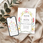 Waterverf Trouwkaart 'Wilde Bloemen Boog' Save the Kaart