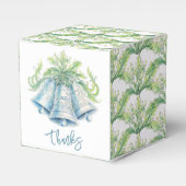 Waterverf trouwklokken zilveren groene gunstbox bedankdoosjes (Voorkant Zijde)