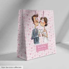 Waterverf Trouwpaar Gift Bag Eigenzinnige Humor Medium Cadeauzakje