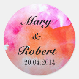 Waterverf Trouwprint Ronde Sticker