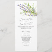 Waterverf Trouwprogramma Lavendel Flowers Programmakaart (Voorkant)