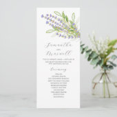 Waterverf Trouwprogramma Lavendel Flowers Programmakaart (Staand voorkant)