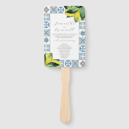 Waterverf Trouwprogramma's Amalfi Tegel Handwaaier (Voorkant)