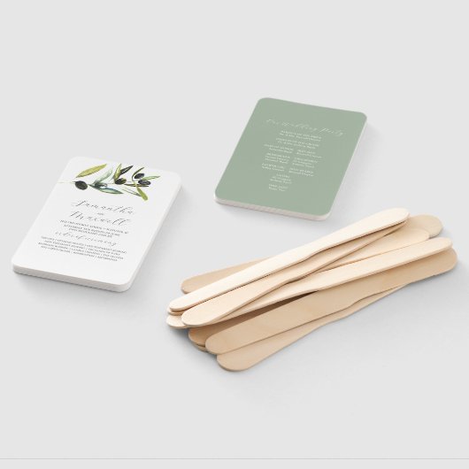 Waterverf Trouwprogramma's Olijftak groen Handwaaier (Niet-gemonteerd)