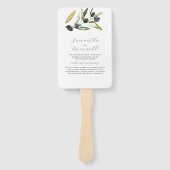 Waterverf Trouwprogramma's Olijftak groen Handwaaier (Voorkant)