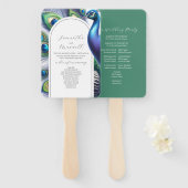 Waterverf Trouwprogramma's Peacock Handwaaier (Voorkant en achterkant)