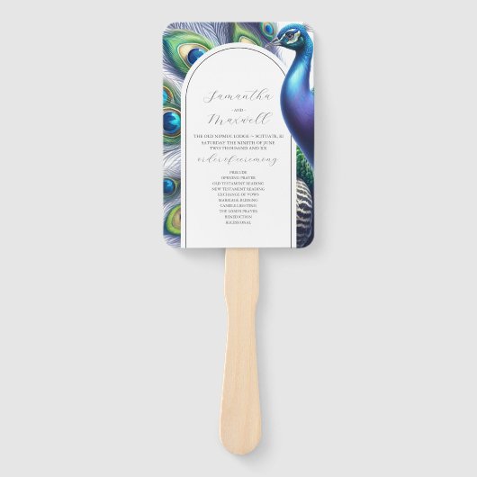 Waterverf Trouwprogramma's Peacock Handwaaier (Voorkant)