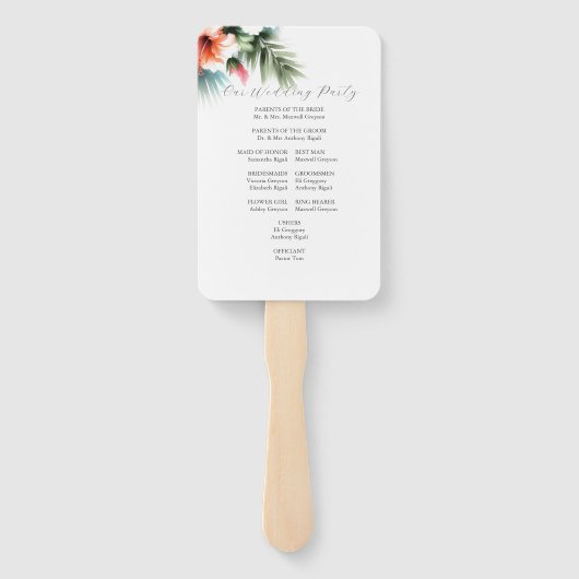 Waterverf Trouwprogramma's Tropische Hibiscus Handwaaier (Achterkant)