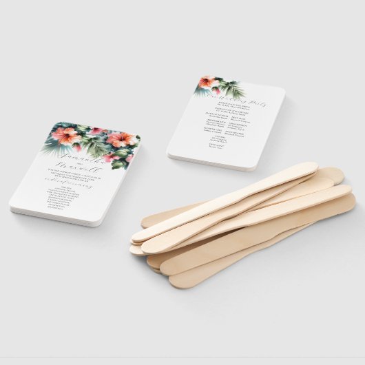 Waterverf Trouwprogramma's Tropische Hibiscus Handwaaier (Niet-gemonteerd)