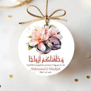 Waterverf trouwring islamitisch citaat Nikah Bedankjes Labels