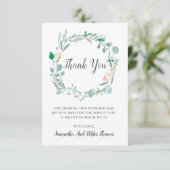 Waterverf trouwt met bladeren en knoppen Hartelijk Bedankkaart (Staand voorkant)
