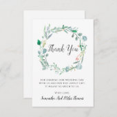 Waterverf trouwt met bladeren en knoppen Hartelijk Bedankkaart (Voorkant / Achterkant)