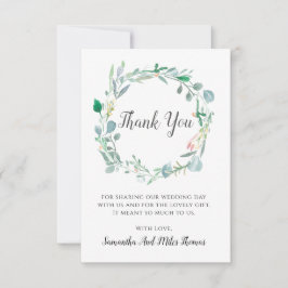 Waterverf trouwt met bladeren en knoppen Hartelijk Bedankkaart