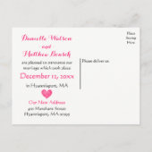 Waterverf trouwt met rood roze bruiloftshart aankondigingskaart (Achterkant)