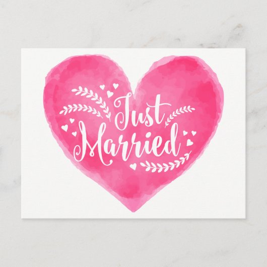 Waterverf trouwt met rood roze bruiloftshart aankondigingskaart (Voorkant)