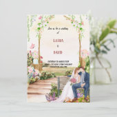 waterverf trouwuitnodiging kaart (Staand voorkant)