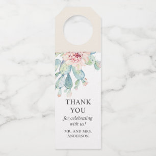 Waterverf trouwzucht. Cactus bedankt Flessenhanger