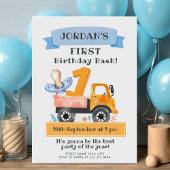 Waterverf truck eerste verjaardagsfeest met speels kaart