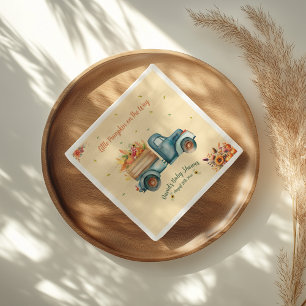 Waterverf Truck Little Pumpkin BabyShower Servet