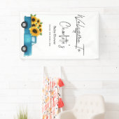 Waterverf Truck met Zonnebloem Baby shower Spandoek (Insitu)
