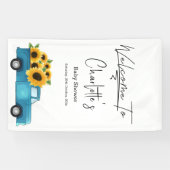 Waterverf Truck met Zonnebloem Baby shower Spandoek (Horizontaal)