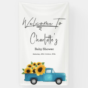 Waterverf Truck met Zonnebloem Baby Shower Spandoek