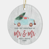 Waterverf Truck Personalized Mr & Mr Wedding Keramisch Ornament (Links)