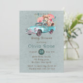 Waterverf  Truck Teddy Bear Baby shower Kaart (Staand voorkant)