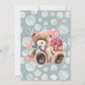 Waterverf  Truck Teddy Bear Baby shower Kaart (Achterkant)