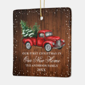 Waterverf  Truck Wood Sneeuwnieuw startpunt Keramisch Ornament (Links)